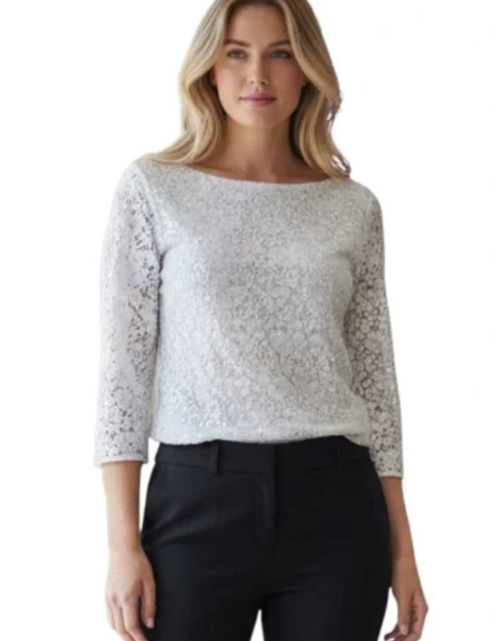 Banana Republic Silver Cream Sparkle Top size 4 NEW